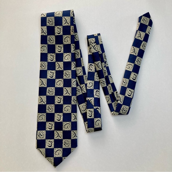 Weiss Art Australia Classic Animal Blue Checked Tie - Picture 3 of 5